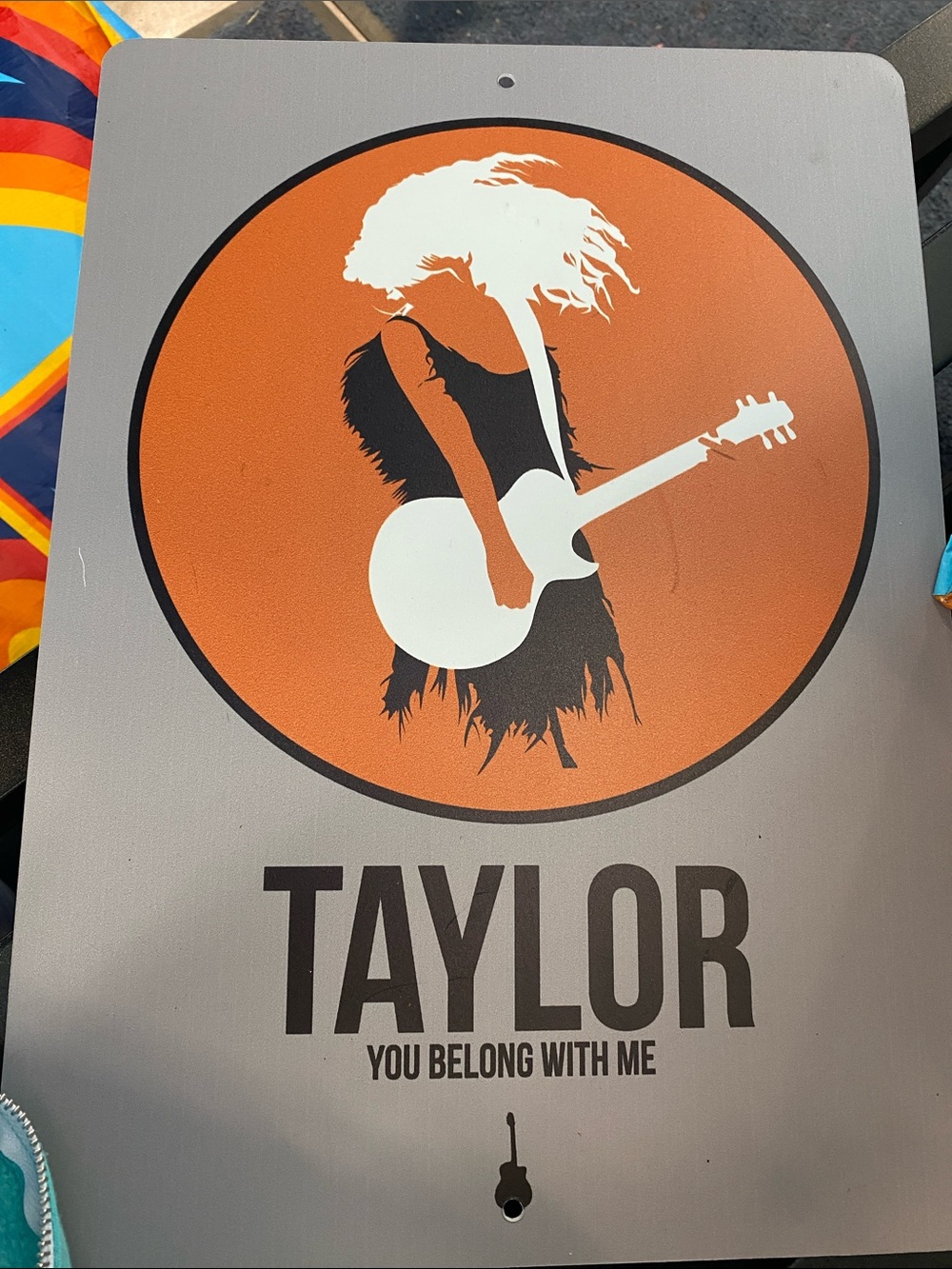 Taylor Orange and White Guitar Silhouette Wall Artm